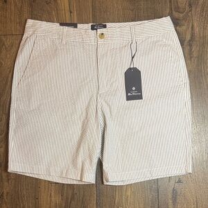 Ben Sherman Blue and White Striped Flat Front Shorts